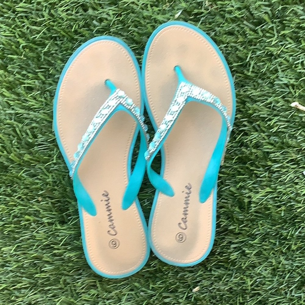 Blue Casual Sandals with Cushioned Footbed